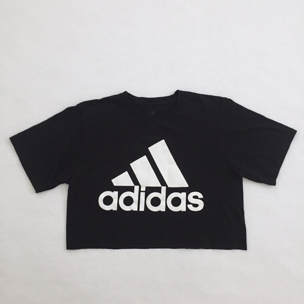 Adidas Black The Go-To Tee Crop Top White Logo